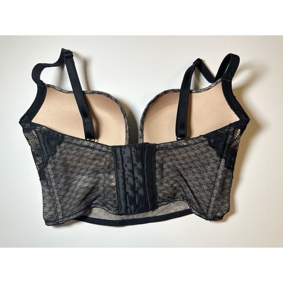 Adore Me Black Lace Longline Bra with Underwire Support - Picture 3 of 7